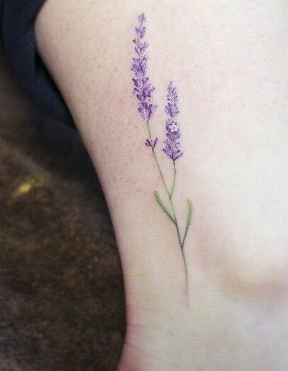 Colors Wildflowers Tattoo, Delicate Flower Tattoo, Lilac Tattoo, Pretty Flower Tattoos, Flower Tattoo Meanings, Lavender Tattoo, Small Flower Tattoos, Tatuaje A Color, Lavender Flower