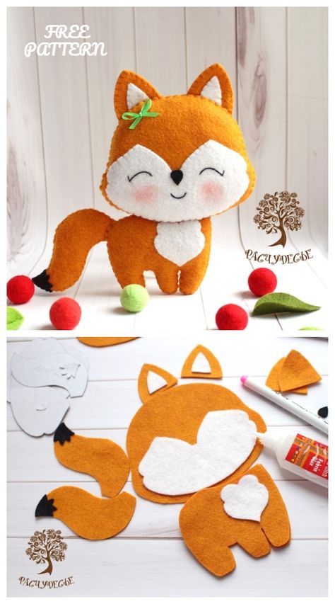 DIY Cute Felt Fox Toy Free Sewing Patterns Felt Toys Patterns, Felt Animal Patterns, Baby Mobil, Fabric Crafts Diy, Felt Fox, Felt Crafts Patterns, Fox Toys, Felt Crafts Diy, Fabric Sewing Patterns