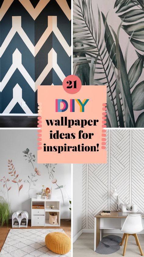 21 Creative DIY Wallpaper Ideas to Inspire You (Be Sure to Check Out #8!) Diy Wallpaper Ideas, Chalkboard Wallpaper, Monochrome Wallpaper, Whimsical Patterns, Wallpaper Project, Diy Wallpaper, Wallpaper Rolls, Damask Wallpaper, Statement Wall