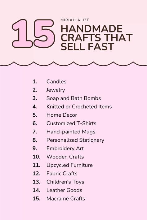 Discover 15 handmade crafts that sell fast! Perfect for small business owners or anyone looking to start a side hustle. These ideas include candles, jewelry, baby items, and more—start crafting your way to success! Craft Fair Items To Make And Sell, Crafty Side Hustle Ideas, Craft Show Items That Sell, Things To Sell To Make Money, Crafts That Sell Well, Diy Items To Sell, Art Layering, Homemade Crafts To Sell, Diy Things To Sell