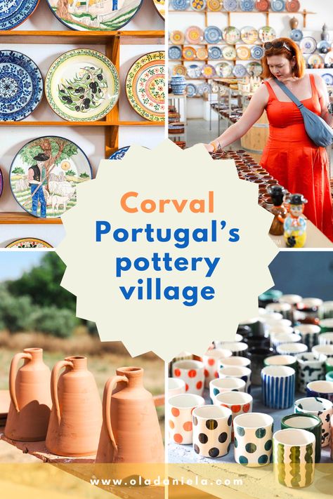 Guide to Portugal’s Pottery Village: Corval Portuguese Ceramics, Portuguese Pottery, Cork Trees, Pottery Village, Abstract Art Painting Techniques, Pottery Houses, Iberian Peninsula, Red Dirt, Pottery Workshop