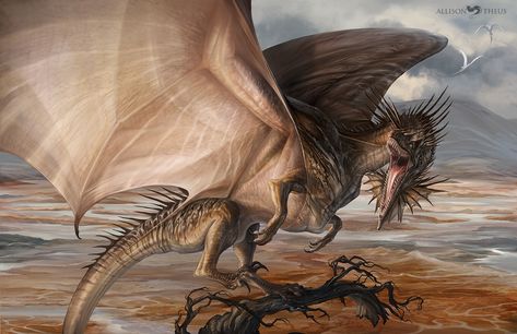 Brown Dragon, Allison Theus on ArtStation at https://www.artstation.com/artwork/g2JGBK Barren Wasteland, Brown Dragon, Dragon Base, Dragon Sticker, Cool Dragons, Fantasy Beasts, Dragon Rider, Dragon Artwork, Dragon Drawing