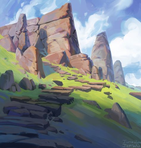 ArtStation - Daily Study, Jef Wu Journey Illustration, Scenery Reference, Décor Steampunk, Isometric Game, Environment References, Environment Painting, Background Painting, Landscape Concept, Color Reference