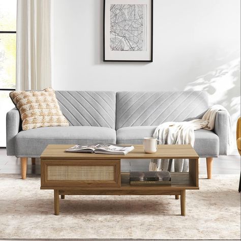 Coffee Table Overstock, Modern Boho Farmhouse, Coastal Coffee Table, Living Room Tables, Rattan Coffee Table, Modern Farmhouse Design, Living Room Organization, Oak Coffee Table, Sofa End Tables