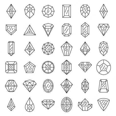 Premium Vector | Gemstone icons set Perfume Moodboard, Jewelry Logo Inspiration, Jewel Tattoos, Gemstone Logo, Crystal Icon, Tattoo Rug, Symbol Ideas, Gem Logo, Jewellery Logo