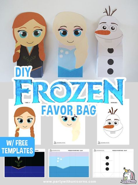 DIY Frozen Favor Bags. Perfect for an afternoon craft or for a Frozen Birthday Party. Free Printable templates available for Elsa, Anna and Olaf. #frozen #frozen2 #frozenparty #frozenpartyideas #Frozencrafts Frozen Favor Bags, Frozen Party Bags, Frozen Favors, Favor Bags Diy, Girls Birthday Party Games, Frozen Party Supplies, Frozen Crafts, Frozen Invitations, Anna Und Elsa