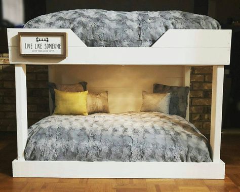 Dog Bunk Beds Diy, Bunk Beds Diy, Wooden Dog Bed Frame, Pet Bunk Bed, Farmhouse Dog Beds, Dog Bunk Beds, Bunk Bed Plan, Wood Dog Bed, Bunk Bed Frame