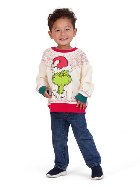 Buy The Grinch Christmas Toddler Unisex Fleece Sweatshirt with Long Sleeves, Sizes 12M-5T at Walmart.com Grinch Outfit Kids, Grinch Clothing, A Grinch Christmas, The Grinch Who Stole Christmas, Baby Grinch, The Grinch Christmas, Grinch Who Stole Christmas, Christmas Toddler, Baby Boy Tops