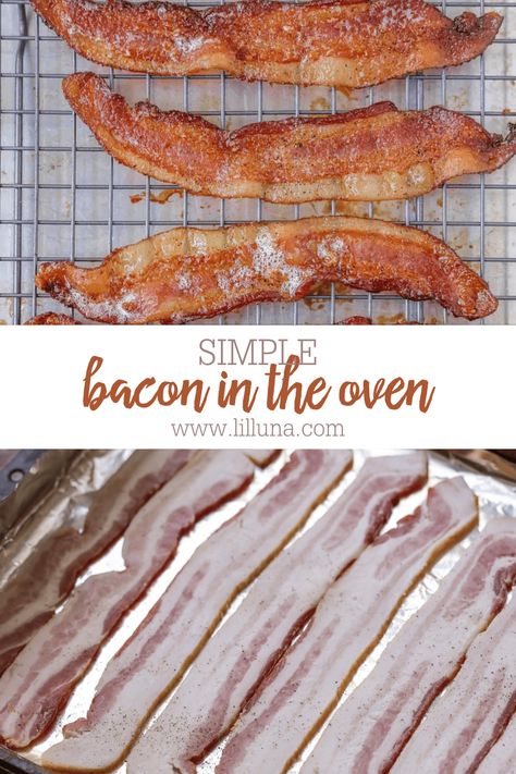 Crispy bacon in the oven is SO easy, leaves no mess, and is perfectly crisp every time. Once you try oven-baked you'll never go back! #bacon #ovenbakedbacon #baconintheoven #oven #baconrecipe Bacon In Oven, Oven Baked Bacon, Bacon In The Oven, Cooking Bacon, Baked Bacon, Anklet Tattoos, How To Cook Fish, Delicious Breakfast Recipes, Cooking Chef