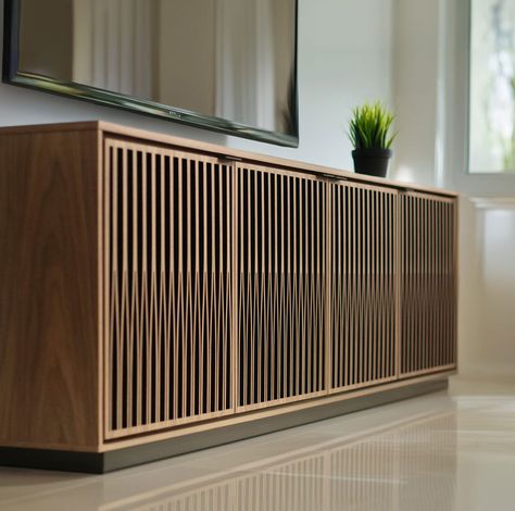 Reimagining the Elements Media + Storage Collection | BDI Furniture Bdi Furniture, Soundbar Shelf, Update Doors, Modern Media Cabinets, Hifi Furniture, Door Pattern, Louvered Doors, Belfort Furniture, Media Cabinets