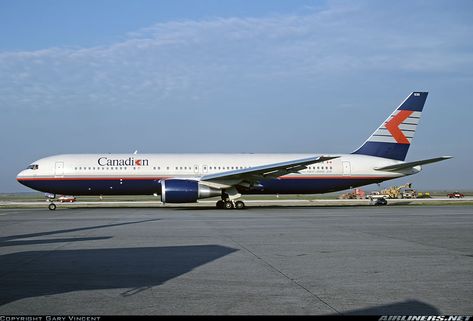 Delivered new to Canadian in 1990 and would be the first aircraft to wear Air Canada's new frosted leaf color scheme in 2004. - Photo taken at Vancouver - International (YVR / CYVR) in British Columbia, Canada in October, 1991. Canada In October, Canadian Airlines, Columbia Country, Pacific Airlines, Boeing 767, International Airlines, Air Photo, Aircraft Photos, Western Canada