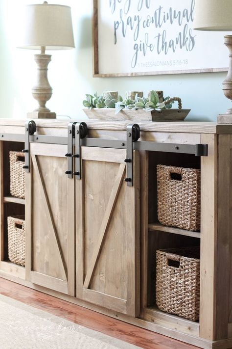 Farmhouse Media Console, Farmhouse Sofa Table, Diy Farmhouse Ideas, Diy Farmhouse Decoration, Diy Console, Diy Console Table, Farmhouse Console Table, Media Console Table, Farmhouse Decoration