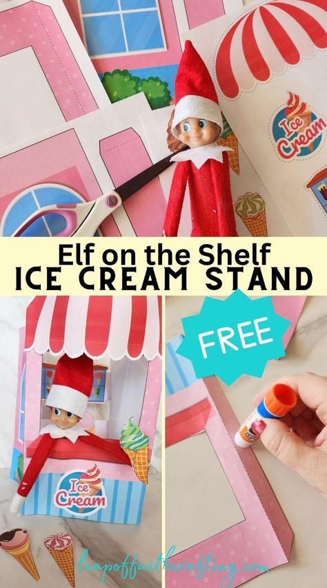 elf on shelf ice cream stand prop Elf On The Shelf Ice Cream, Diy Elf On The Shelf Props, Free Printable Elf On The Shelf Props, Elf Printables Free Templates, Elf On The Shelf Free Printables, Free Elf On The Shelf Printables, Elf Ice Cream, Elf On The Shelf Printables Free, Elf On The Shelf Props