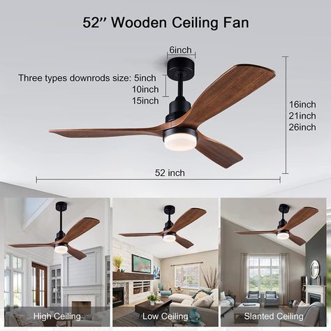 AmazonSmile: BOJUE 60” Ceiling Fans with Lights Remote Control, Indoor Outdoor Wood Ceiling with 3 Blade Fan for Patio Living Room, Bedroom, Office, Summer House,Etc : Tools & Home Improvement Outdoor Wood Ceiling, Industrial Ceiling Fans, Ceiling Fan Low Profile, Wooden Ceiling Fans, Wood Ceiling Fan, Patio Living Room, Wood Ceiling Fans, Fans With Lights, Ceiling Fans With Lights