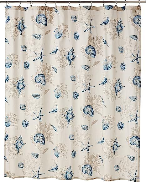 Amazon.com: Madison Park Bayside Print Cotton Fabric Long Shower Curtain, Coastal Shower Curtains for Bathroom, 72 X 72, Blue : Home & Kitchen Coastal Shower Curtains, Seashell Shower Curtain, Dorm Room Curtains, Coastal Shower Curtain, Long Shower Curtain, Curtains For Bathroom, Long Shower Curtains, Geometric Shower Curtain, Shower Rods