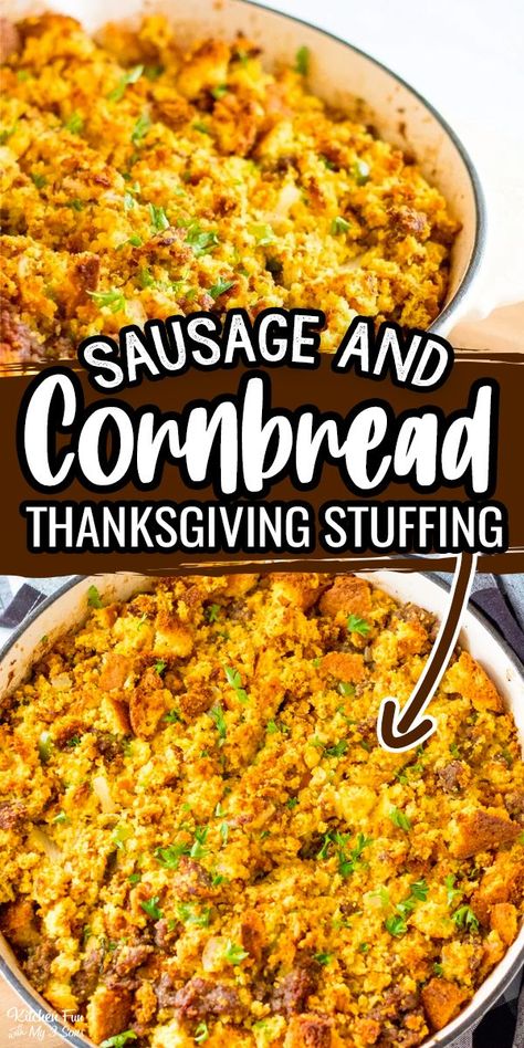 Cornmeal Stuffing Recipes, Cornbread Stuffing With Sausage, Cornbread From Scratch, The Best Stuffing, Stuffing With Sausage, Thanksgiving Stuffing Recipe, Savory Cornbread, Cornbread Stuffing Recipes, Sausage Cornbread Stuffing