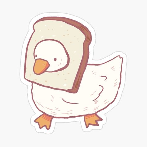 Get my art printed on awesome products. Support me at Redbubble #RBandME: https://www.redbubble.com/i/sticker/duck-with-bread-illustration-by-Mayarart/156212281.EJUG5?asc=u Duck Bread Drawing, Duck Holding Bread, Duck Art Cute, Cute Duck Stickers, Cute Duck Illustration, Duck Bread, Duck Pfp, Art Bread, Bread Illustration