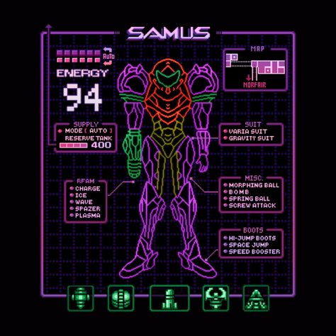 Game Stats Design, Super Metroid, Game Card Design, Game Graphics, Pop Culture Art, Metroid, Super Nintendo, Space Marine, Indie Design