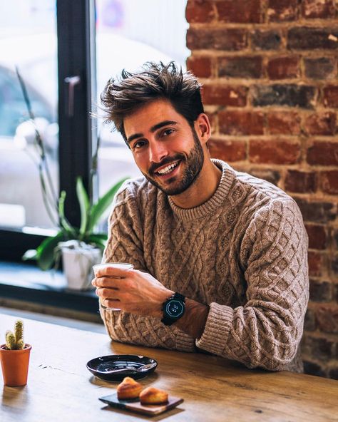 Raphaël Spezzotto-Simacourbe on Instagram: “⌚️ A coffee break helps me to calm down, relax and breathe! My @fossil smartwatch reveals me how my heartbeat slows down when I am…” Men's Portrait Photography, Man Cafe, Headshot Poses, Blue Suit Men, Gentleman Aesthetic, Creative Fashion Photography, Mens Photoshoot Poses, Male Models Poses, Instagram Men