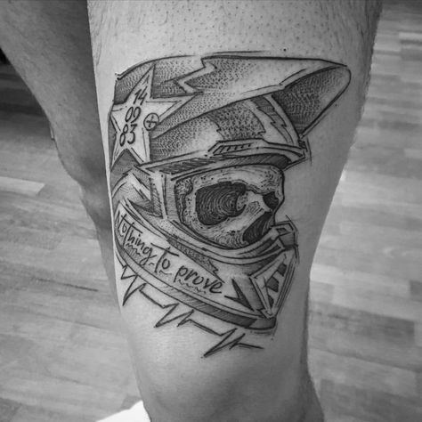 101 Amazing Motocross Tattoo Ideas That Will Blow Your Mind! | Outsons | Men's Fashion Tips And Style Guide For 2020 Dirt Bike Tattoos For Men, Racing Tattoos For Men, Motorcycle Helmet Tattoo, Dirt Bike Helmet Tattoo, Dirt Bike Tattoo Ideas, Dirtbike Tattoo, Dirtbike Helmet Tattoo Design, Tattoo Motocross, Motocross Tattoo Ideas