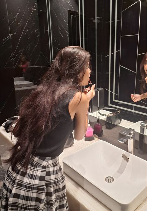 Makeup infront of mirror aesthetic , applying lipstick Mirror Selfie Makeup, Girl Doing Makeup In Mirror Aesthetic, Girl Applying Lipstick In Mirror, Applying Makeup Aesthetic, Doing Makeup In Mirror, Makeup In Mirror, Applying Lipstick, Mirror Aesthetic, Applying Makeup