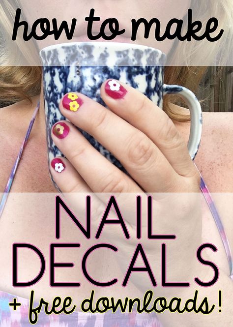 Learn how to create cute decals to put on your nails. They can last for weeks! Put On Nails, Nail Vinyl Decals, Vinyl Nail Art, Stickers With Cricut, Vinyl Nail Decals, Silhouette Nails, Cute Decals, Gel Nails Long, Diy Nails Stickers