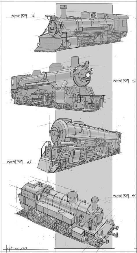 Steampunk Vehicle, Steampunk City, Train Drawing, 3d Karakter, Railroad Art, Train Art, Industrial Design Sketch, Concept Art Drawing, Environment Concept Art