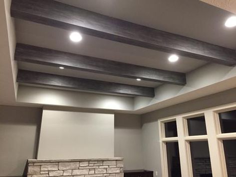 Beams In Tray Ceiling, Painted Ceiling Beams, Raised Ceiling, Ceiling Beams Living Room, Vaulted Ceiling Beams, Faux Ceiling Beams, Beams Living Room, Wooden Beams Ceiling, Wooden Trellis