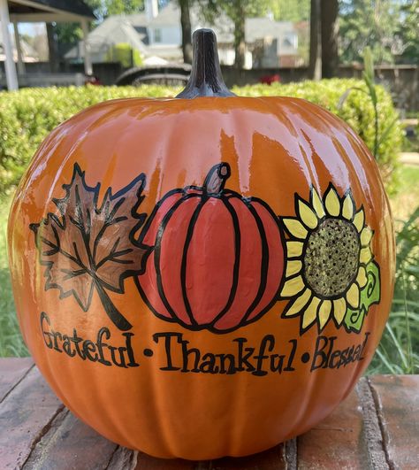 Pumpkin Painting Fall Ideas, Painted Thanksgiving Pumpkins, Painted Pumpkins Thanksgiving, Ffa Pumpkin Painting Ideas, Thanksgiving Pumpkin Painting, Thanksgiving Pumpkin Painting Ideas, Pumpkin Painting Bible Verse, Pumpkin Painting Thanksgiving, Pumpkin Decorating Ideas Funny