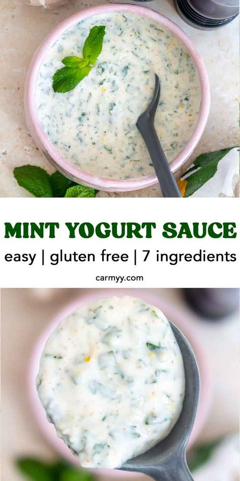 Made with only a handful of ingredients, this mint yogurt sauce is a quick and simple recipe you’ll want to make again and again. Creamy, refreshing, and flavorful, it’s perfect for serving with protein, vegetables, or bread.  If you need a versatile sauce, this mint yogurt sauce is one of my favorites. It’s easy to whip up in seconds and it goes with everything! Even better, since it’s made with Greek yogurt, you’ve got some extra protein added to your day! Mint Yoghurt Sauce, Japanese Appetizers, Mint Yogurt Sauce, Protein Vegetables, Greek Yogurt Flavors, Mint Yogurt, Easy Japanese Recipes, Light Appetizers, Extra Protein