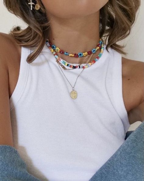 Trendy Beaded Choker Necklace For Vacation, Multicolor Beaded Choker Necklace For Vacation, Vacation Colorful Beads Choker Necklace, Checkered Necklace, Minimalist Colorful Beaded Choker, Necklace 2023, Crochet Necklace, Beaded Necklace, Crochet