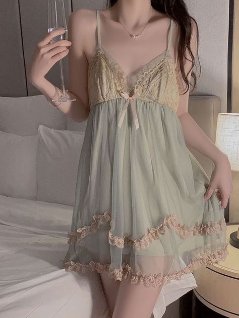 Perfect beautiful like in the photo!!! Lace Nightgown Short, Short Night Gowns, Cute Nightgowns For Women, Kawaii Nightgown, Korean Night Dress, Vintage Nightgown Aesthetic, Night Gown Aesthetic, Fairy Nightgown, Cute Night Dress