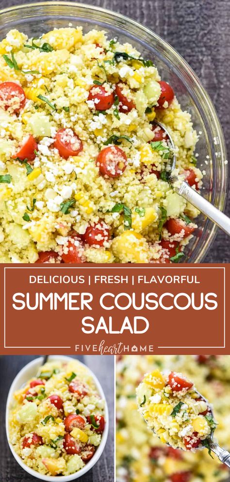 Summer Couscous Salad, Summer Couscous, Making Couscous, 4th Of July Food, Couscous Salad Recipes, Honey Lime Dressing, Eating Healthier, Couscous Recipes, Summer Menu