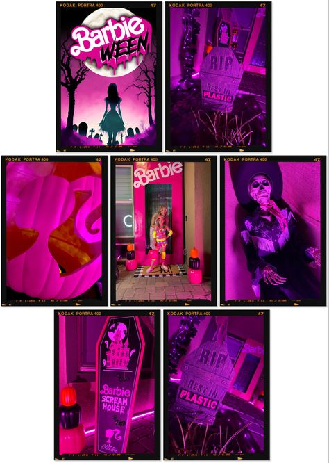 DIY Barbie Hallloween Decorations for Halloween porch ideas or Barbie theme party Barbie Scream House, Scream House, Halloween Porch Ideas, Head Pumpkin, Halloween Classroom Decorations, House Barbie, Barbie Head, Pink Spray Paint, Decorations For Halloween