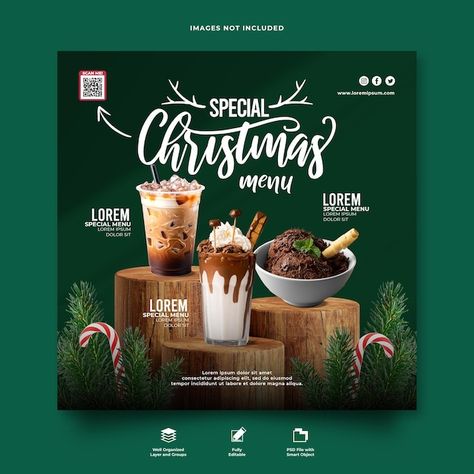 Christmas Social Media Posts, Christmas Social Media Post, Christmas Menu Design, Christmas Restaurant, Christmas Ads, Christmas Poster Design, Brand Guidelines Design, Christmas Promo, Food Discount