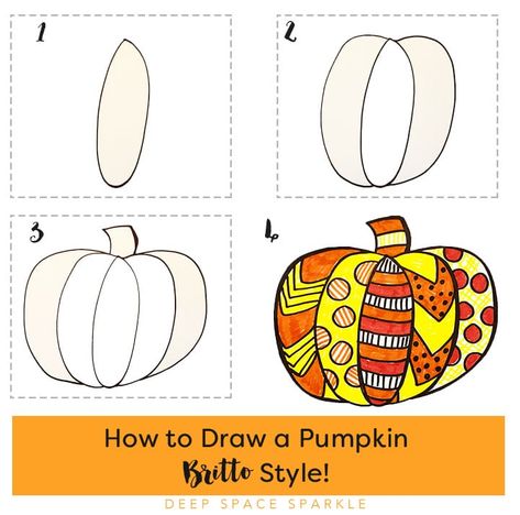 Romero Britto Inspired Pumpkin | Deep Space Sparkle Pumpkin Art Project, Draw A Pumpkin, Creative Art Projects, First Grade Art, Halloween Art Projects, Deep Space Sparkle, Pumpkin Drawing, 2nd Grade Art, Fall Art Projects