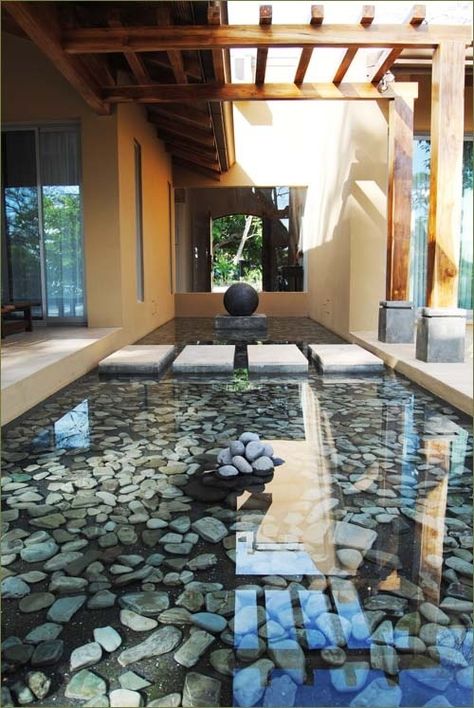 Water Step Stone Entrance Indoor Pond, Moderne Have, Kolam Koi, Pond Design, Ponds Backyard, Design Exterior, Beautiful Backyards, Water Feature, Design Case