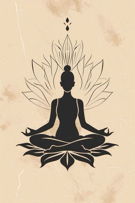 Yoga Drawing Illustrations, Meditation Illustration Art, Yoga Illustration Art, Yoga Wallpaper, Zen Logo, Yoga Background, Namaste Art, Yoga Drawing, Easy Landscape Paintings