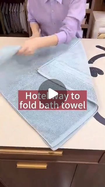 How To Folding | How to fold bath towels😊#foldinghacks #bathtowel #organizedhome #learnontiktok #hoteltips #fyp | Instagram How To Roll Bath Towels For Display, How To Fold Beach Towels, How To Fold Bath Towels To Save Space, Folding Towels For Display Bathroom, Folding Towels Fancy Video, How To Fold A Towel, How To Fold Washcloths, Fold Guest Towels, Fold Towels Save Space