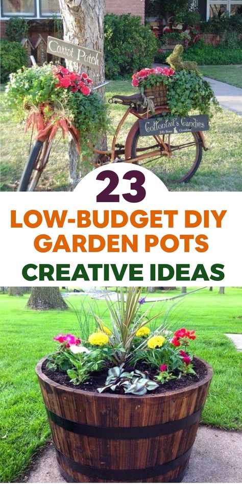 Elevate your garden without breaking the bank using these affordable and easy DIY garden pots. Revamp your outdoor space with a touch of originality! Take a stroll around your home to find items like unused tin cans, plastic bottles, or damaged terracotta pots that can be turned into unique planters. Unleash your creativity by experimenting with different painting techniques, decoupage, or stenciling to provide them with a fresh and colorful appearance. Diy Garden Pots, Diy Cider, Diy Window Box Planter, Irrigation System Diy, Diy Cat Scratcher, Deer Resistant Flowers, Unique Planters, Plants In Bottles, Tree House Diy