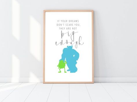 Disney's MONSTERS INC | Mike and Sully | Disney Style | Inspirational quote | Disney Print | Kids rm | Disney Nursery | Calligraphy | Modern Monsters Inc Quotes, Monsters Inc Nursery, Monsters Inc Mike, Monsters Inc Baby, Sully Monsters Inc, Disney Monsters Inc, Minimal Nursery, Mike From Monsters Inc, Mike And Sully