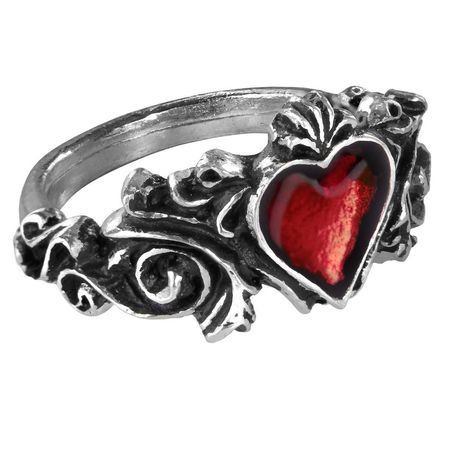 Alchemy Gothic Betrothal Red Heart Ring  #oi #horror #livingdeadgirl #metal #punkrock #cybergoth #monster #nugothgirl #scene #krock Goth Rings, Alchemy Gothic Jewelry, Rings Gothic, Gothic Wedding Rings, Goth Ring, Pewter Ring, Gothic Engagement Ring, Heart Wedding Rings, Gothic Jewellery