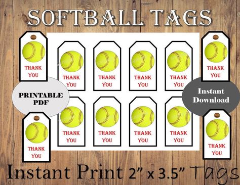 SOFTBALL Tags Printable/ Softball Tags / Softball Favor Tags / Ball Tags, Softball Thank you Tags, Softball Gift Tags, Softball Goodie Bags #printablepartytags #partyfavorstags #cupcaketopper #softballbirthday #sportscaketopper #sportsparty #sportscupcake Softball Goodie Bags, Softball Party, Confirmation Cards, Halloween Goodie Bags, Thank You Printable, Softball Gifts, Labels Printables Free, Halloween Favors, Printable Thank You Cards