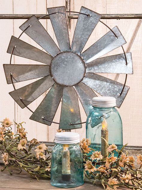 The Windmill Hanger is great farmhouse wall decor. KP Creek Gifts Windmill Wall Decor, Metal Windmill, Living Colors, Primitive Homes, Vintage Lifestyle, Vintage Trends, Primitive Decorating Country, Farmhouse Style Kitchen, Budget Diy