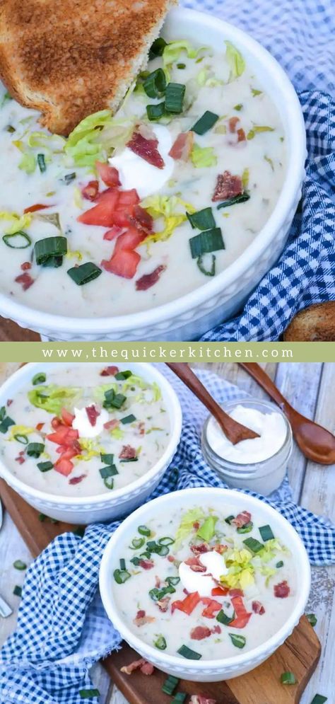 This recipe is a creamy, hearty soup full of all the flavor from the classic sandwich. Best part, it delicious and low carb! O, and did I mention it's super easy to make. BLT soup is a delicious way to turn your favorite sandwich into a creamy bowl of goodness. Make it and enjoy! Save this recipe for later! Blt Soup Recipes, Blt Soup, Healthy Blt, Blt Recipes, Blt Sandwich, Classic Sandwich, Hearty Soup, Miracle Whip, Tomato Sandwich