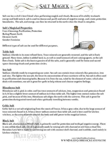 Salt can be a witch’s best friend when performing magick and rituals. Because of its ability to absorb energy and hold onto it, salt is used to cleanse and purify and area of negative energy, and create protection boundaries. The salt, and energy, can then be returned to the earth when the ritual is complete. Salt Magick, Witchcraft Spells For Beginners, Be A Witch, Magickal Herbs, Spells For Beginners, Wiccan Magic, Spell Casting, Grimoire Book, Magic Herbs
