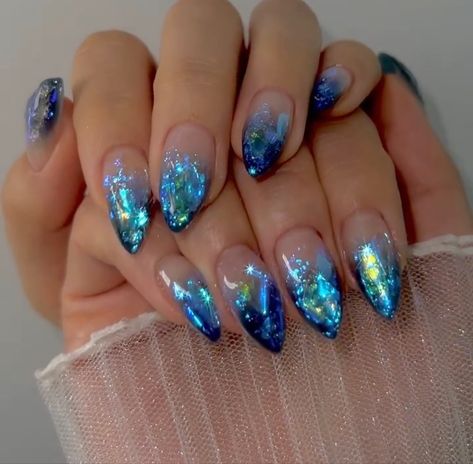 Irridescent Nails, Sea Nails, Neon Acrylic Nails, Opal Nails, April Nails, Exotic Nails, Festival Nails, Beach Nails, Crystal Nails