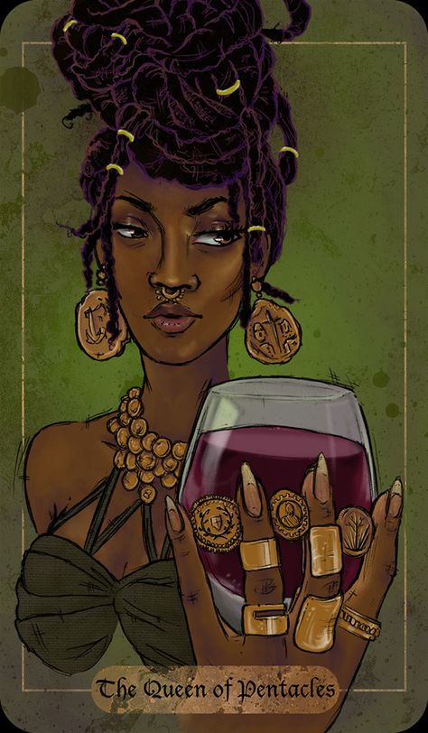 Tarot Cards - Afropunk Edition on SCAD Portfolios Queen Of Pentacles, Afropunk Festival, Voodoo Art, Empress Tarot Card, Tarot Card Tattoo, Empress Tarot, Pentacles, Tarot Cards Art, Black Artwork