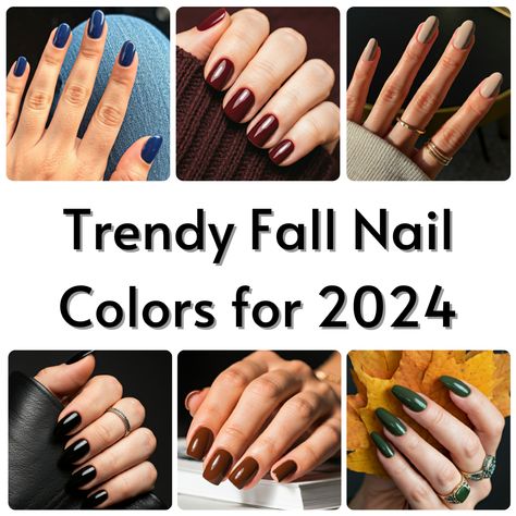 Discover the hottest fall nail color trends for 2024! From classic reds to trendy metallics, find the perfect nail color to complement your autumn sty Nailpolish Trend Fall 2024, Fall Gel Nail Colors 2024, Fall Nail Polish Colors 2024, Fall Toe Nail Colors Autumn 2024, Nail Colors For Fall 2024, Dip Nail Colors For Fall 2024, Fall Nails Colors 2024, Fall Dip Nails 2024, Nail Colors Fall 2024