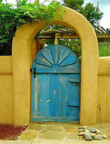 Southwestern door Adobe Homes, New Mexico Style, Southwest Home, New Mexico Homes, Adobe House, Southwestern Home, Mexico Style, Santa Fe Style, Front Gates